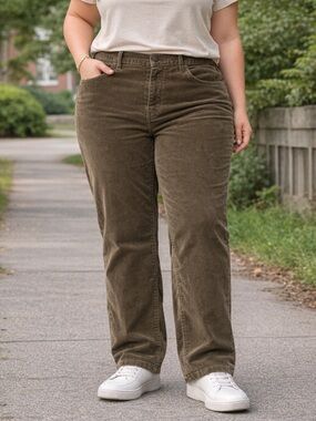 Calvin Klein Jeans Corduroy Pants – Women’s Plus Size 16 – Olive Brown